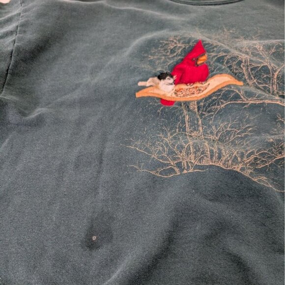 Vintage Cardinal Sweatshirt Womens Size XL Green Red Winter Granny USA Made - Picture 4 of 11